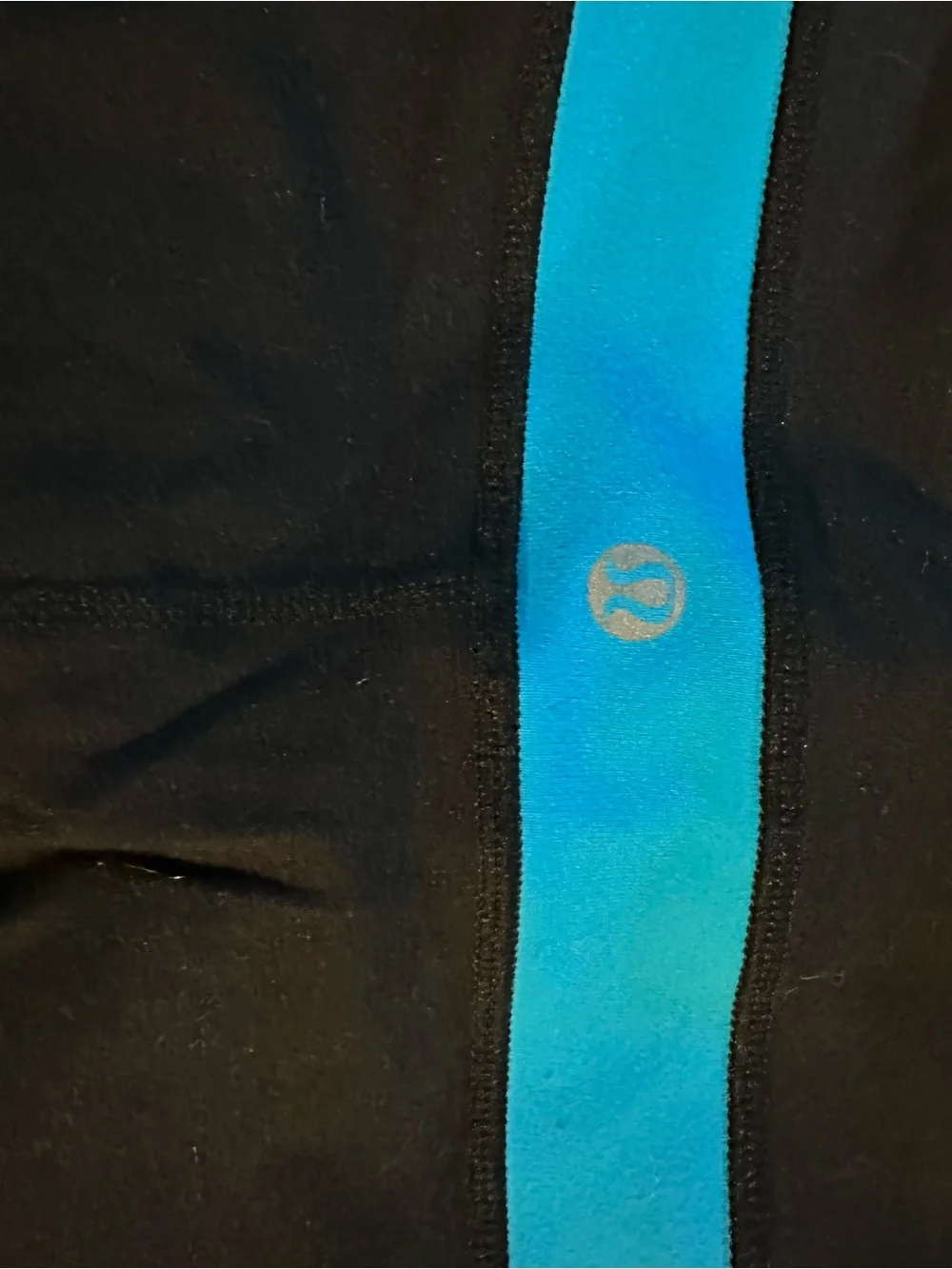 lululemon athletica Black Capri Leggings with Teal and Purple Waistband